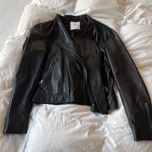 Mango Black Leather Biker Jacket